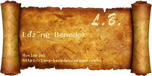 Láng Benedek névjegykártya